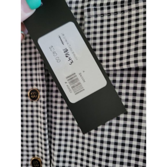 Joseph Ribkoff Black white check button front career blouse top size NEW - Picture 8 of 10